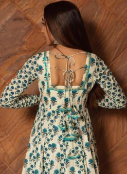 Off White Pure Cotton Printed Anarkali Suit Party Wear -Deals Chic Lehenga Store off white pure cotton printed anarkali suit sljpjrb1000 b