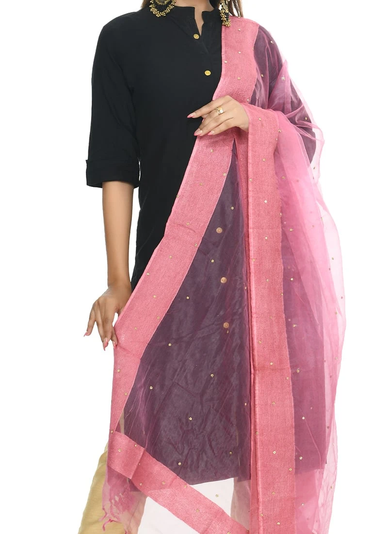 Onion Pink Organza Cotton Stones Work Dupatta Festive Wear 1 Onion Pink Organza Cotton Stones Work Dupatta Festive Wear