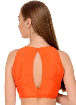 Orange Art Dupion Silk Sequins Blouse Festive Wear -Deals Chic Lehenga Store orange art dupion silk sequins blouse bldiw12 b