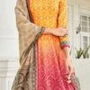 Orange Art Silk Gown Party Wear