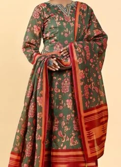 Orange Art Silk Printed Gown After Six Wear