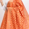 Orange Banarasi Silk Weaving Work Dupatta Work Wear