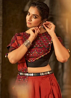 Orange Blended Cotton Printed Kutch Work Chaniya Choli Festive Wear 7 Orange Blended Cotton Printed Kutch Work Chaniya Choli Festive Wear -Deals Chic Lehenga Store orange blended cotton printed kutch work chaniya choli ghsom2342 b