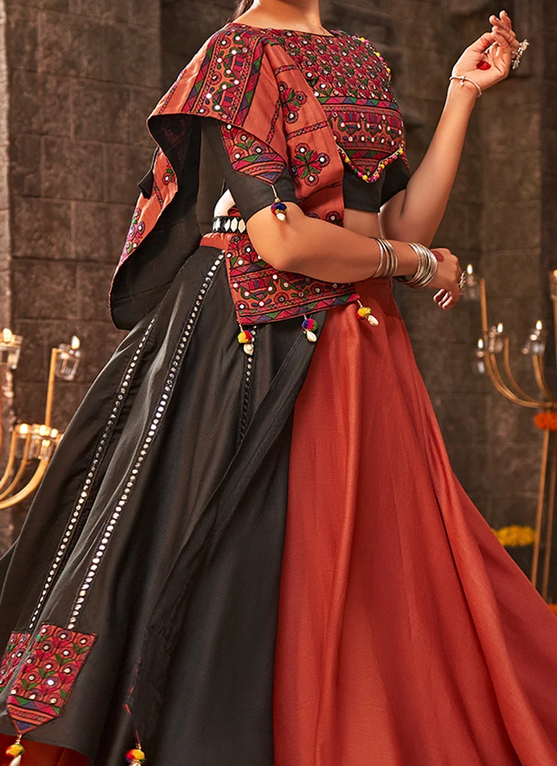 Orange Blended Cotton Printed Kutch Work Chaniya Choli Festive Wear 1 Orange Blended Cotton Printed Kutch Work Chaniya Choli Festive Wear