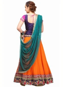 Orange Georgette Zari Embroidered Work Umbrella Lehenga Wedding Wear -Deals Chic Lehenga Store orange georgette zari embroidered work umbrella lehenga ghkifh66r b