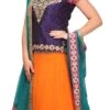 Orange Georgette Zari Embroidered Work Umbrella Lehenga Wedding Wear