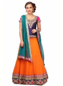 Orange Georgette Zari Embroidered Work Umbrella Lehenga Wedding Wear -Deals Chic Lehenga Store orange georgette zari embroidered work umbrella lehenga ghkifh66r u