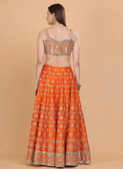 Orange Raw Silk Resham Embroidered Work Umbrella Lehenga Choli With Dupatta Wedding Wear -Deals Chic Lehenga Store orange raw silk resham embroidered work umbrella lehenga choli with dupatta ghmcbl228 b