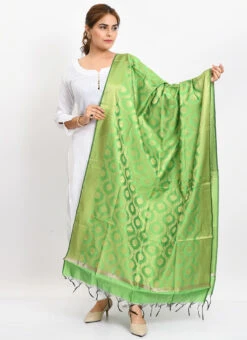 Parrot Green Banarasi Silk Weaving Work Dupatta Work Wear -Deals Chic Lehenga Store parrot green banarasi silk weaving work dupatta dpdmimfd161 u
