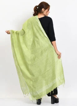 Parrot Green Linen Cotton Dupatta Work Wear -Deals Chic Lehenga Store parrot green linen cotton dupatta dpdmimfd164 b