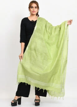Parrot Green Linen Cotton Dupatta Work Wear -Deals Chic Lehenga Store parrot green linen cotton dupatta dpdmimfd164 u
