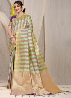 Patola Silk Lavender And Green Color Zari Weaving Saree Festive Wear -Deals Chic Lehenga Store patola silk lavender and green color zari weaving saree sasom11174 u