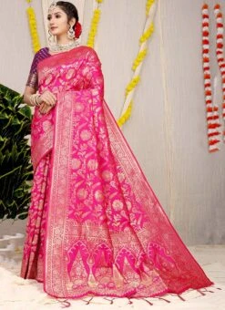 Patola Silk Pink Color Zari Weaving Work Saree Party Wear -Deals Chic Lehenga Store patola silk pink color zari weaving work saree sasom110903 u