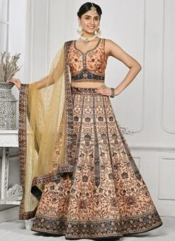Peach Art Silk Digital Print A Line Lehenga Festive Wear -Deals Chic Lehenga Store peach art silk digital print a line lehenga ghsjssbsl1701 u