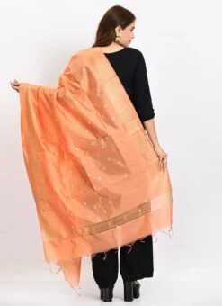 Peach Banarasi Silk Weaving Work Dupatta Work Wear -Deals Chic Lehenga Store peach banarasi silk weaving work dupatta dpdmimfd175 b