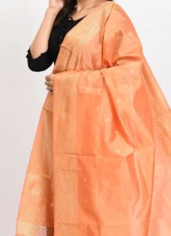 Peach Banarasi Silk Weaving Work Dupatta Work Wear