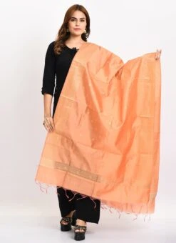Peach Banarasi Silk Weaving Work Dupatta Work Wear -Deals Chic Lehenga Store peach banarasi silk weaving work dupatta dpdmimfd175 u