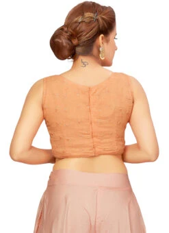 Peach Blended Cotton Sequins Blouse After Six Wear -Deals Chic Lehenga Store peach blended cotton sequins blouse blmff1827pk b