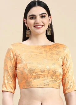 Peach Brocade Blouse Festive Wear -Deals Chic Lehenga Store peach brocade blouse BLBS02210831 u