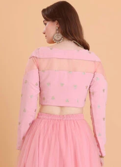 Peach Embroidered Blouse Festive Wear -Deals Chic Lehenga Store peach embroidered blouse BLBS02309086 b