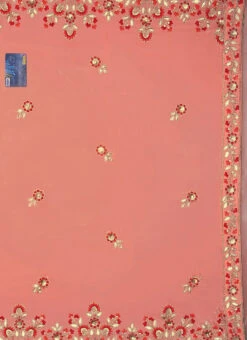 Peach Gota Work Embroidered Duppata Party Wear