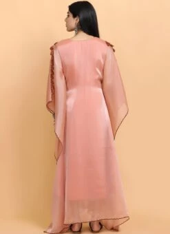 Peach Handpainted Kaftan Set Party Wear -Deals Chic Lehenga Store peach handpainted kaftan set kfdasct2 b