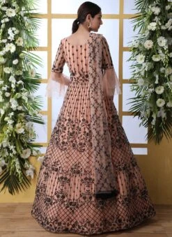 Peach Net Anarkali Gown Party Wear 7 Peach Net Anarkali Gown Party Wear -Deals Chic Lehenga Store peach net anarkali gown bgwsshs4201 b