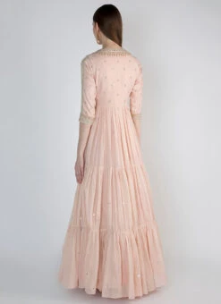 Peach Pink Pure Chanderi Silk Sequins Work Anarkali Suit Party Wear -Deals Chic Lehenga Store peach pink pure chanderi silk sequins work anarkali suit sldvcsvak190 b