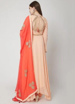 Peach Pure Georgette Thread Work Anarkali Suit Party Wear -Deals Chic Lehenga Store peach pure georgette thread work anarkali suit sldvcsvak195 b