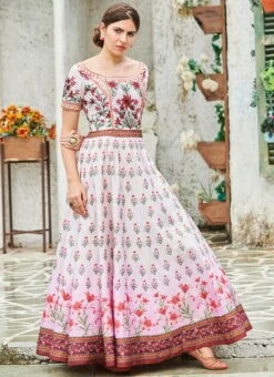 Pink Art Silk Anarkali Gown Party Wear -Deals Chic Lehenga Store pink art silk anarkali gown bgwsjssb1202 u