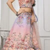 Pink Art Silk Digital Print A Line Lehenga Festive Wear
