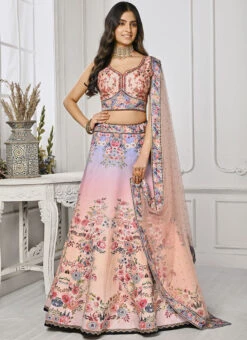 Pink Art Silk Digital Print A Line Lehenga Festive Wear -Deals Chic Lehenga Store pink art silk digital print a line lehenga ghsjssbsl1705 u