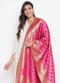 Pink Art Silk Dupatta Festive Wear -Deals Chic Lehenga Store pink art silk dupatta dpsli103rp b