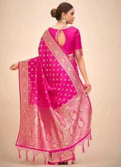 Pink Art Silk Sari Festive Wear -Deals Chic Lehenga Store pink art silk sari sasacw8600 b