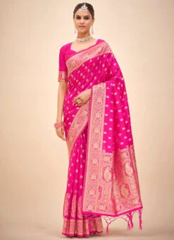 Pink Art Silk Sari Festive Wear -Deals Chic Lehenga Store pink art silk sari sasacw8600 u