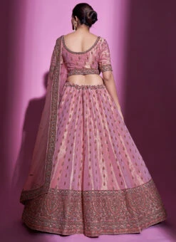 Pink Art Silk Thread N Sequins Umbrella Lehenga Wedding Wear -Deals Chic Lehenga Store pink art silk thread n sequins umbrella lehenga ghska442834003 b