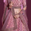 Pink Art Silk Thread N Sequins Umbrella Lehenga Wedding Wear