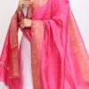 Pink Banarasi Silk Weaving Work Dupatta Work Wear