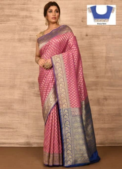 Pink Banarasi Katan Zari Weaving Saree Festive Wear -Deals Chic Lehenga Store pink benarasi katan zari weaving saree savns671l u