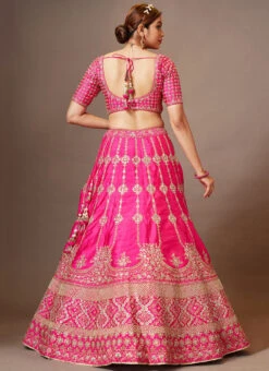 Pink Color Pure Silk Embroidered And Zari Work Umbrella Lehenga Wedding Wear -Deals Chic Lehenga Store pink color pure silk embroidered and zari work umbrella lehenga ghmkns405c b