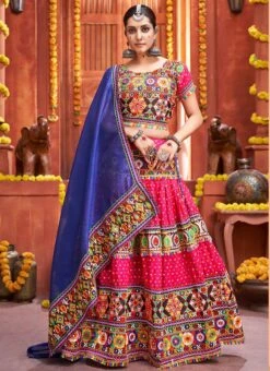 Pink Cotton Embroidery With Mirror Work Chaniya Choli Festive Wear -Deals Chic Lehenga Store pink cotton embroidery with mirror work chaniya choli ghska46577009 u