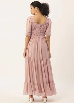 Pink Digital Printed Gathers Dress After Six Wear -Deals Chic Lehenga Store pink digital printed gathers dress DRBS02110847 b