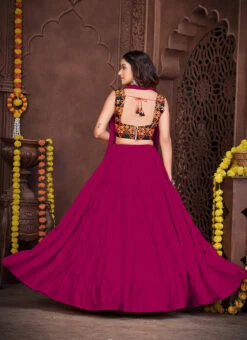 Pink Faux Crepe Bandhin Chaniya Choli Festive Wear 7 Pink Faux Crepe Bandhin Chaniya Choli Festive Wear -Deals Chic Lehenga Store pink faux georgette bandhin chaniya choli ghsacw7530 b