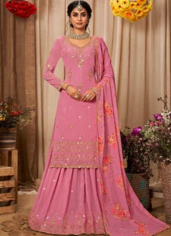 Pink Faux Georgette Embroidered Digital Print A Line Lehenga Party Wear -Deals Chic Lehenga Store pink faux georgette embroidered digital print a line lehenga ghsli2142936 u