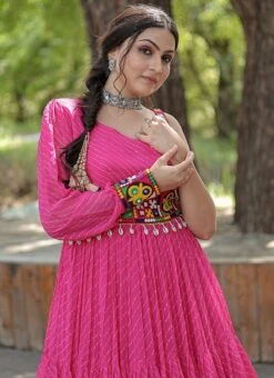 Pink Faux Georgette Gown After Six Wear -Deals Chic Lehenga Store pink faux georgette gown bgwrsacw8887 b