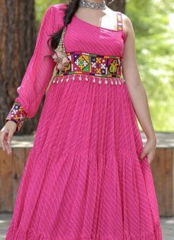 Pink Faux Georgette Gown After Six Wear
