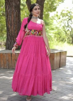 Pink Faux Georgette Gown After Six Wear -Deals Chic Lehenga Store pink faux georgette gown bgwrsacw8887 u