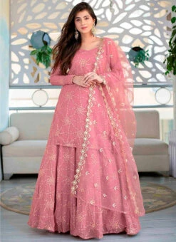 Pink Faux Georgette Sequins Umbrella Lehenga Party Wear 6 Pink Faux Georgette Sequins Umbrella Lehenga Party Wear -Deals Chic Lehenga Store pink faux georgette sequins umbrella lehenga ghsacw5750 u