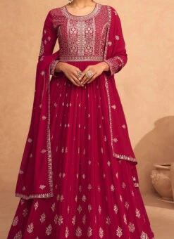 Pink Georgette Embroidered Anarkali Suit Festive Wear