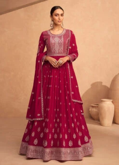 Pink Georgette Embroidered Anarkali Suit Festive Wear -Deals Chic Lehenga Store pink georgette embroidered anarkali suit slska43159485 u